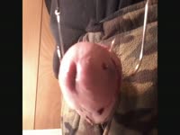 Big cock man inserting a wire to his dick